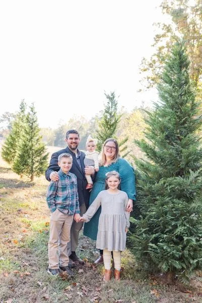 A family of five outdoors