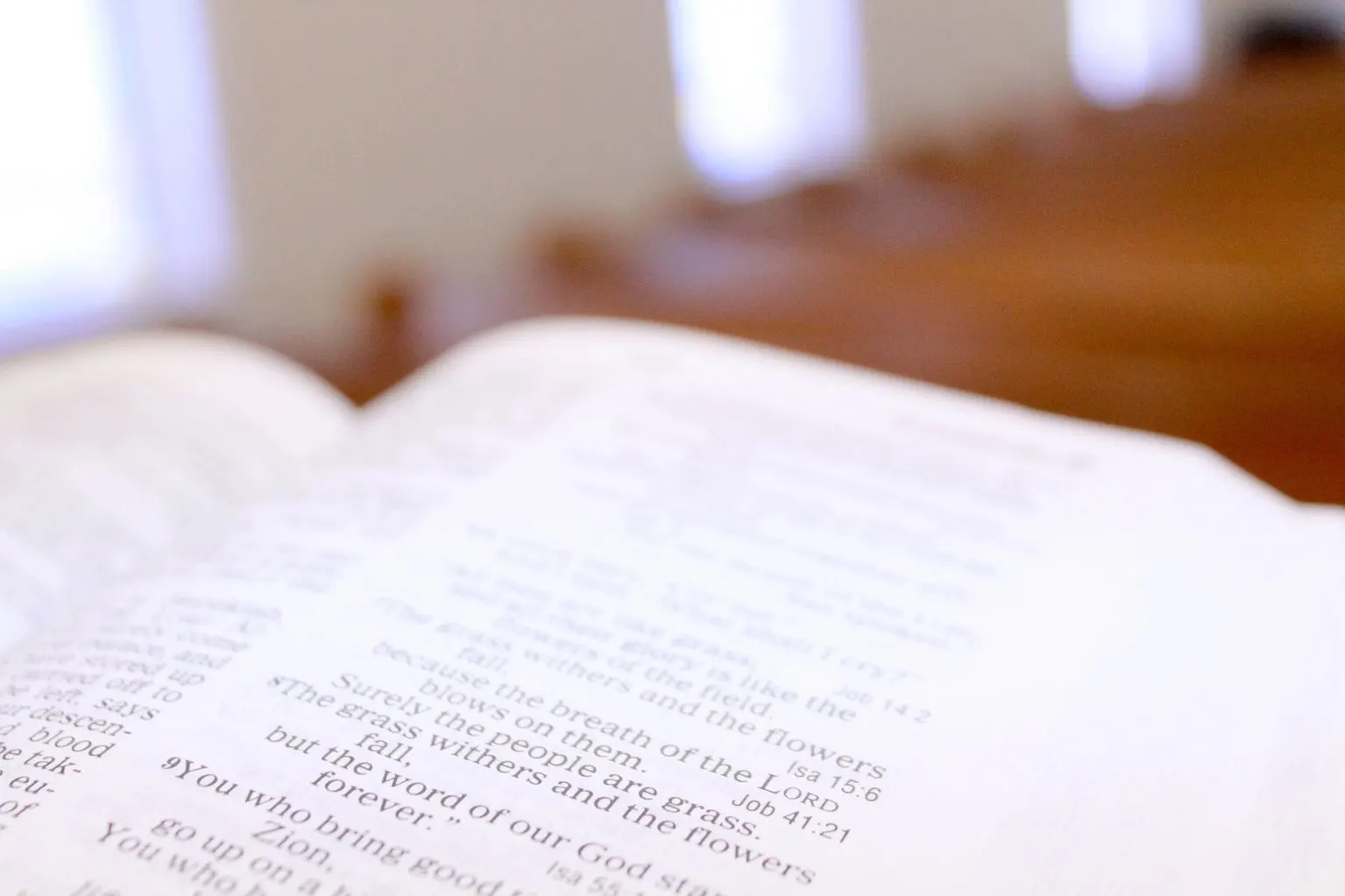 An open Bible in the sanctuary